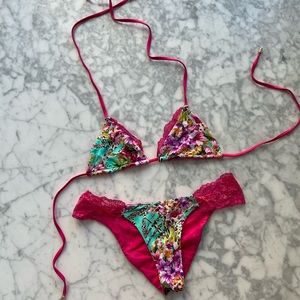 Beach Bunny Reversible Pink Lace Swimsuit- Small/ Medium